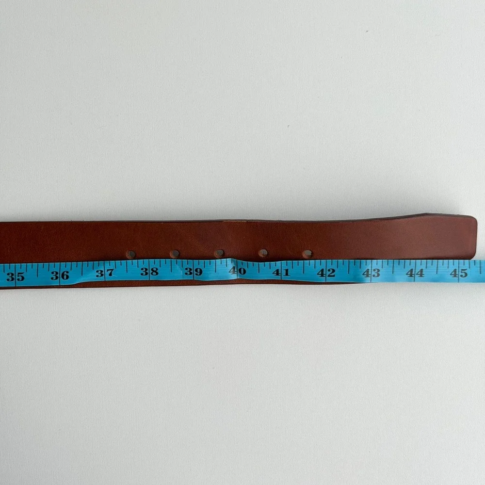 Tommy Hilfiger Brown Leather Belt Mens 42 Classic Flag Logo 90s Preppy Casual